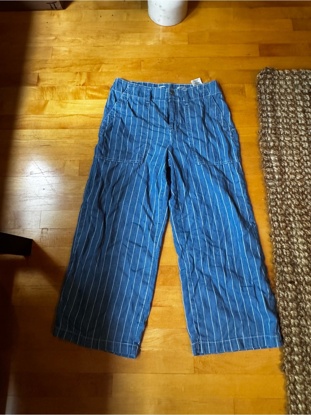 Seven7 Blue Pinstripe Wide Leg Pants